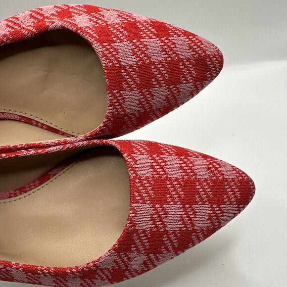 Gianni Binni Red Pink houndstooth ballet Flats Sz 6 - Picture 8 of 9